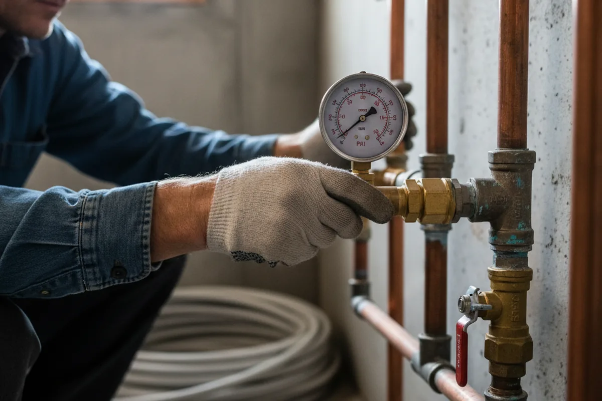 Pressure testing a repaired line during Water Line Repair in Roseboro